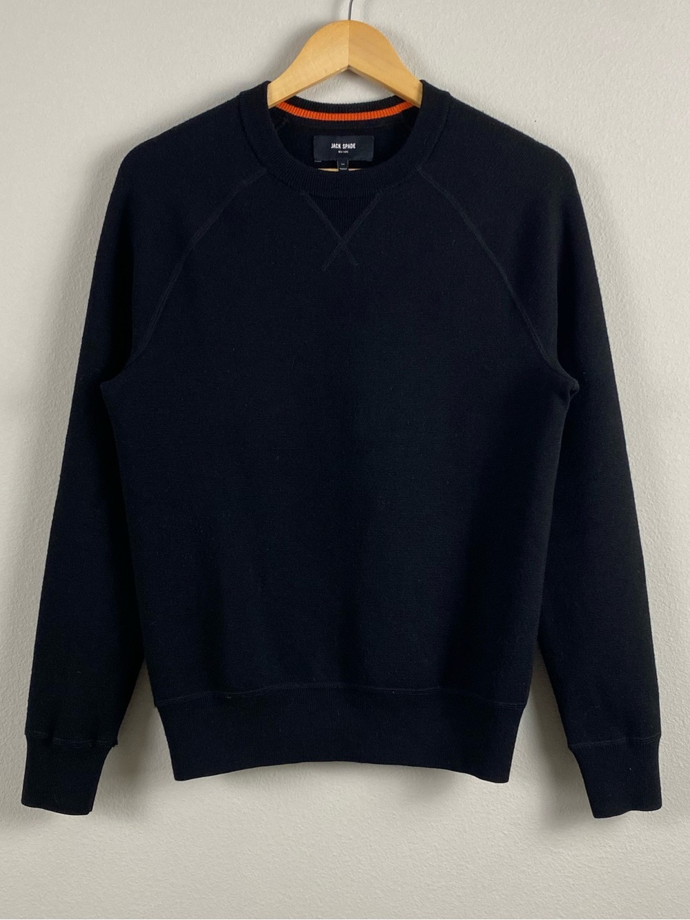 Jack Spade Crewneck Long Sleeve Sweater | Raglan Sleeves | Black